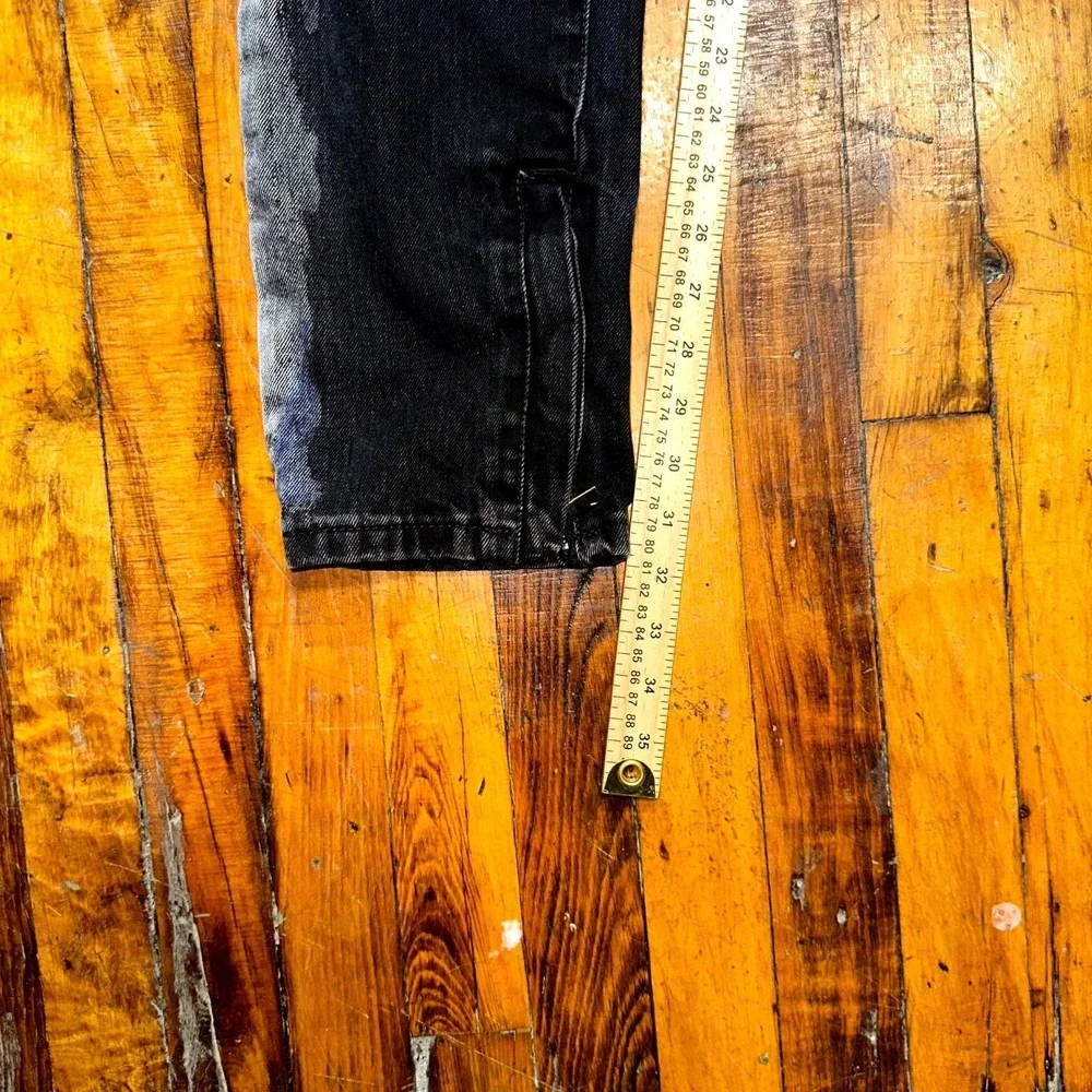 Forever 21 Jeans Men's 32 Black Grey Stripe Denim Skinny Leg Dark Wash Ankle Zip